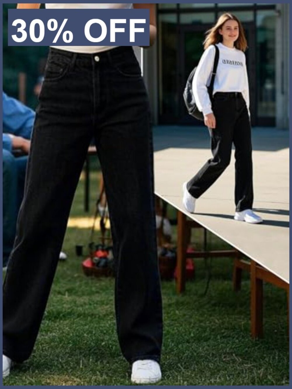 High Waisted Straight Leg Jeans Tummy Control Stretchy Casual Denim Pants - Picture 2 of 7